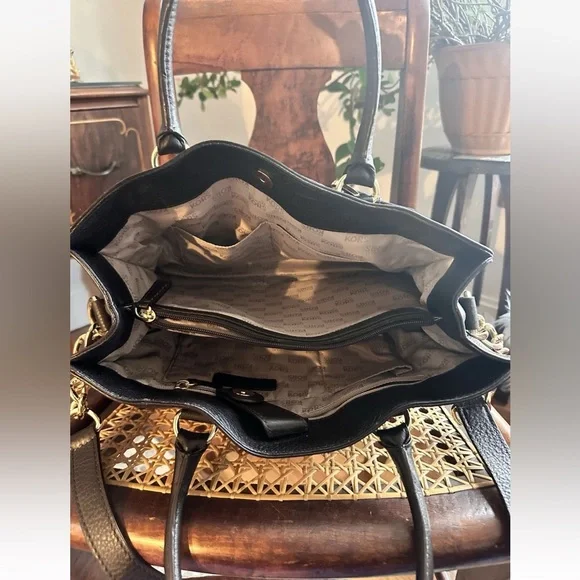 Michael Kors Hamilton Satchel Tote Bag Dark Brown Pebbled Leather Top Handle - Picture 10 of 11